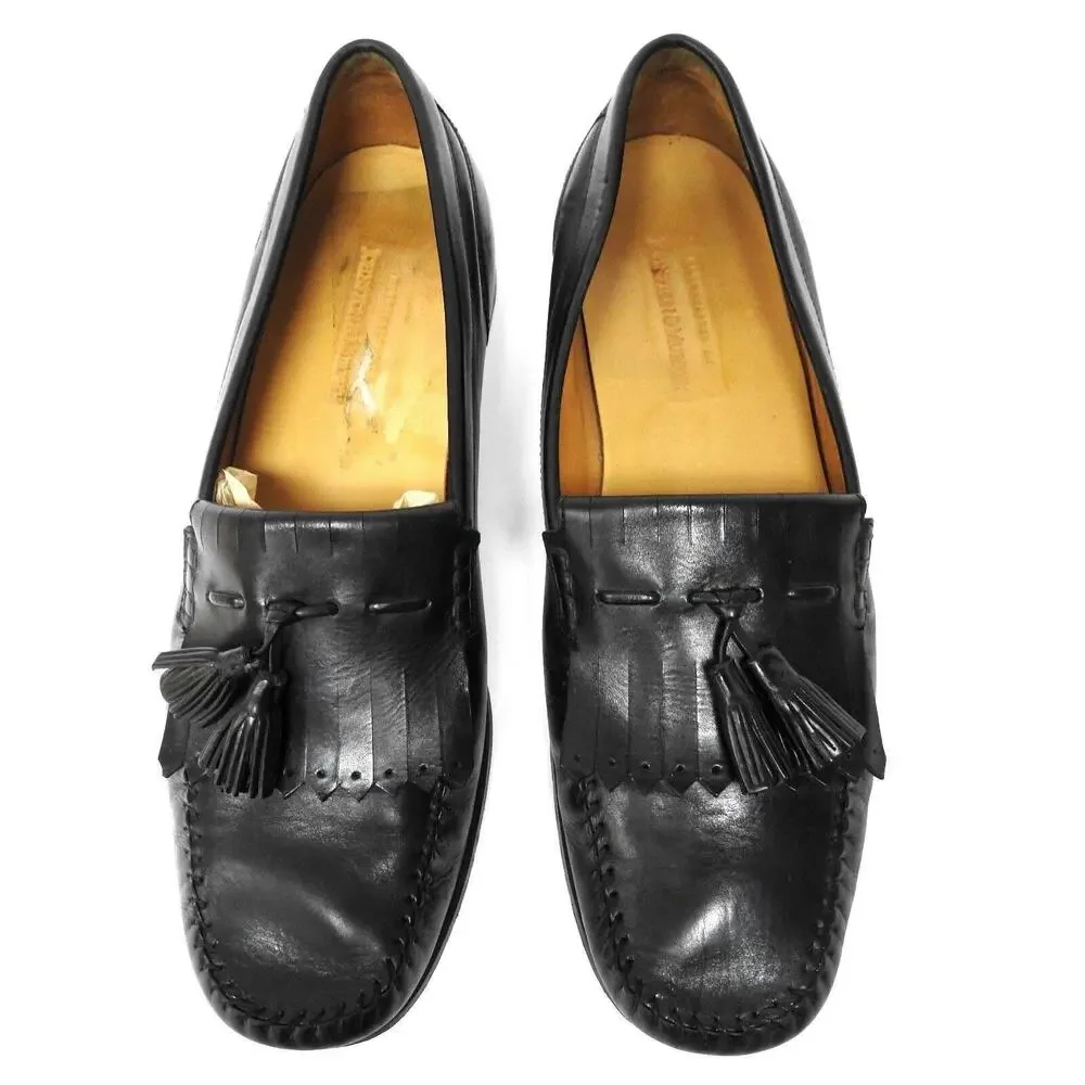 Johnston & Murphy Shoes black Leather loafers tassels Size 9.5 M